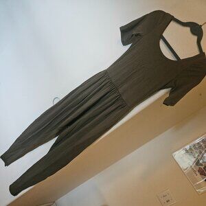 Imbodhi Olive Green Short Sleeve Jumpsuit, Size Small